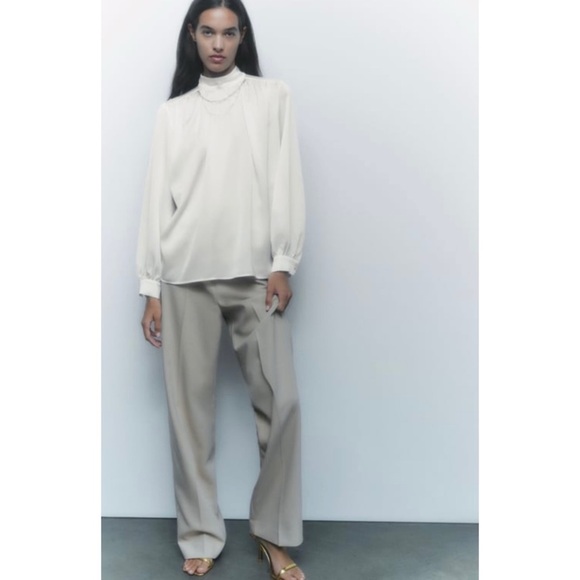 Zara chain collar satin effect blouse - Picture 6 of 11